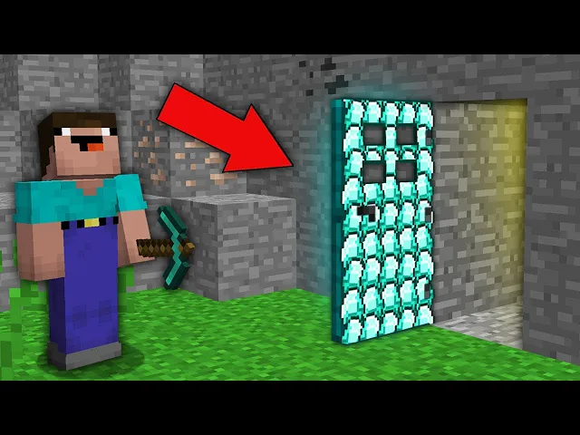 minecraft noob vs pro: how noob open this rarest diamond crystal door?challenge 100% trolling